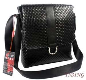  Leather SATCHEL Messenger Bag Shoulder Bag Black NEW TIDING  