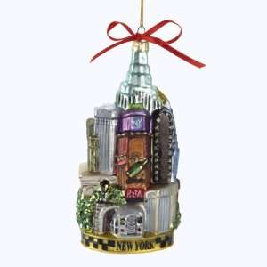  Pack of 6 New York Cityscape Glass Christmas Ornaments 5.5 