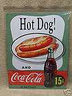 Hot Dog & Coca Cola Tin Metal Sign Decor Coke