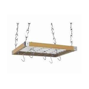  Natural Wood Square Ceiling Kitchen Rack