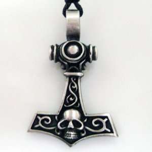  Skull Thors Hammer Thor Pewter Pendant Necklace Jewelry