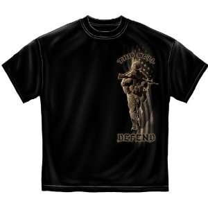 ERAZOR Bits American Soldier This Will Defend Mens Tee Black  