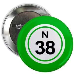  BINGO BALL N38 THIRTY EIGHT GREEN 2.25 inch Pinback Button 