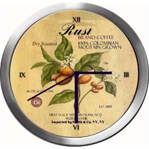  RUST 14 Inch Coffee Metal Clock Quartz Movement Kitchen 