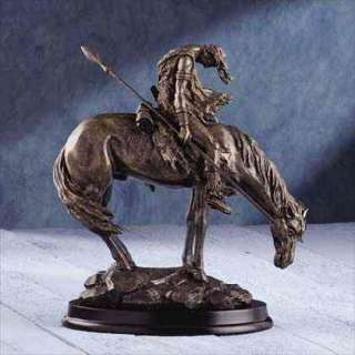 BRONZE THE END OF THE TRAIL HAND PAINTED STATUE FIGURE  