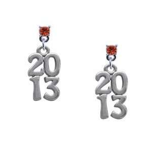 Silver Vertical Year   2013   Hyacinth Swarovski Post Charm Earrings 