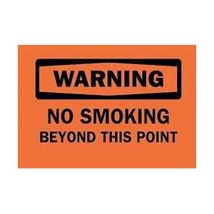 Warning No Smoking Sign,10 X 14in,bk/orn   BRADY  