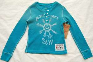 NWT GIRLS TRUE RELIGION HENLEY THERMAL SHIRT DK TEAL XS  