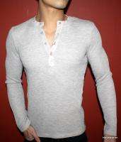 NEW AX ARMANI EXCHANGE MUSCLE SLIM FIT THERMAL HENLEY STONE T SHIRTS 