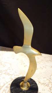 Mid Century Modern Seagull In Flight Brass Metal Desk Sculpture  