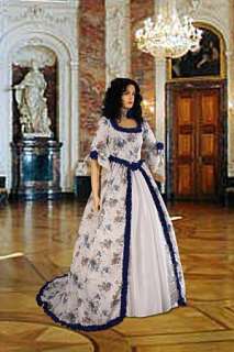 Renaissance or Medieval Summer Dress Floral Print in Antoinette Style 