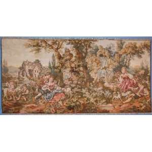   People and Cherubs Celebrating Outdoors Tapestry