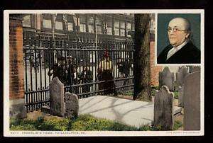 ben franklins tomb philadelphia pennsylvania postcard  