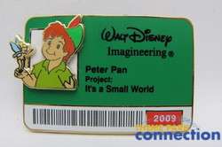   LE 300 Imagineering ID Its a Small World PETER PAN Badge Cast WDI Pin