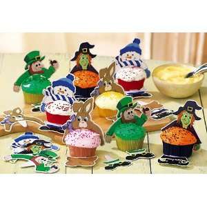    48 Assorted Holiday Character Cupcake Decorations 