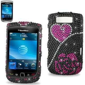   Cover Case for Blackberry Torch 9800 (9800 Bling Rose Heart Black