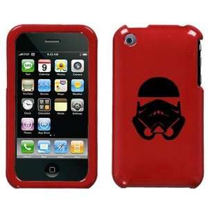  APPLE IPHONE 3G 3GS BLACK STORMTROOPER ON A RED HARD CASE 