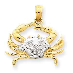  14k Gold& Rhodium Diamond Crab Pendant Jewelry