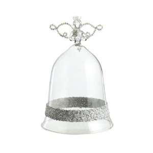  Pack of 2 Silver Glittered Glass Angel Cloches Christmas 