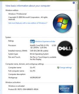 Dell Inspiron 11Z Netbook 11.6 LED light & thin 3LB Intel i3 330U win 