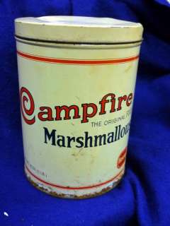 VINTAGE CAMPFIRE MARSHMALLOW TIN BORDEN 1 LB 16 OZ 1920S REPLICA CAN 