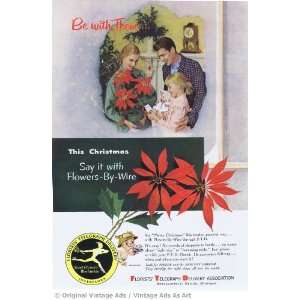  1953 Interflora Xmas Flowers Vintage Ad 