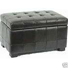 Hudson Collection NoHo Tufted Black Leather Small Storage Bench New