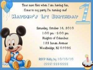 Baby Mickey 1st Birthday Invitations/Birthday Supplies  