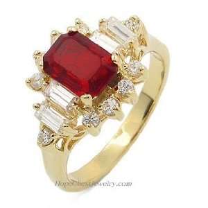  GEMSTONE CZ RING   Garnet Red Gold Plated CZ Ring Jewelry