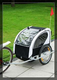 2IN1 Double Baby Bike Trailer and Stroller White and Black  