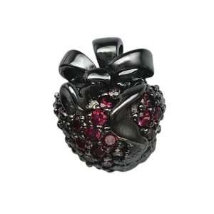 151002 Strawberry Bead in Sterling Silver with Black Rhodium Plating 