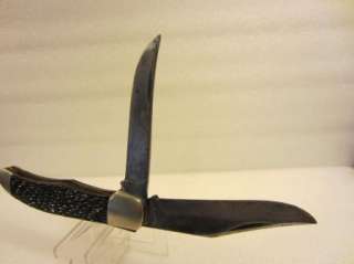 Vintage KA BAR Hunting Knife Folding Pocket Knife Black Delpin Handles 