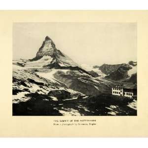   Mountain Summit Peak Alps Art   Original Halftone Print Home