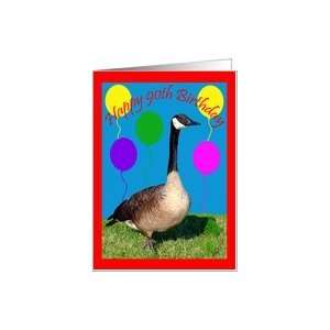    90th Birthday, Canada Goose with balloons Card Toys & Games