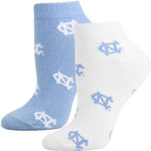   (UNC) Ladies White Carolina Blue Two Pack Socks