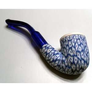  Smoking Pipe   Mini Colored Blue Flowers Small Bowl, Curved Blue 
