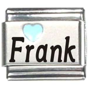  Frank Light Blue Heart Laser Name Italian Charm Link 