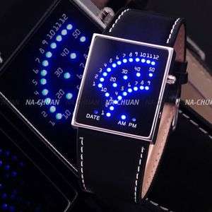 Luxury Style Sport 29 Blue LED Digital Date Lady Mens Black Wrist 
