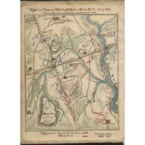 Civil War Map Map of part of battlefield of Bull Run July 