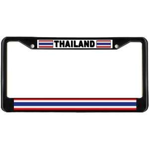  Thailand Thai Flag Black License Plate Frame Metal Holder 