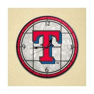  Texas Rangers 12 Art Glass Clock