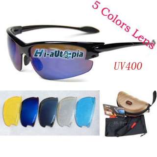 Bike Bicycle Cycling Sports Riding Sun Glasses Goggles & 5 Lens Pearl 