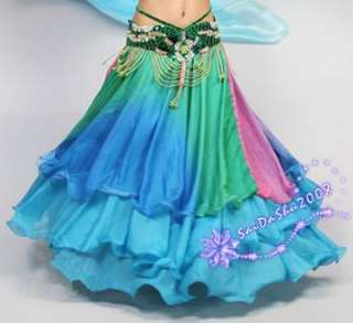 GD belly dance costume big skirt grandient 3 layers NEW  