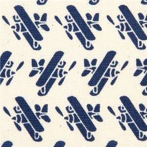  blue airplane fabric for boys by Kokka Japan (Sold in 