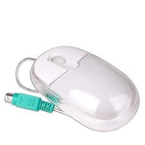  3 Button PS/2 Optical Scroll Mouse (Clear/White 