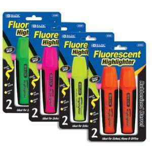  Bazic 2329 12 Fluorescent Highlighters with Cushion Grip 