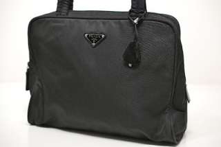PRADA Black Nylon Handbag W/Full Top Zipper 2 Handles NICE Clean 