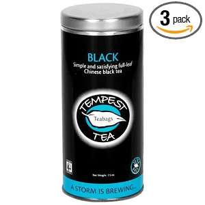 Tempest Tea, Organic Black Tea, 20 Count Tea Bags per Tin (Pack of 3 