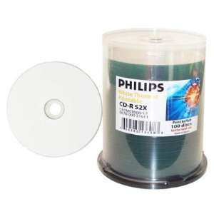  Philips CD R 52X 80Min White Thermal Hub Printable 