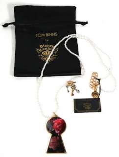   Gold Keyhole Alice Pearl Charm Necklace by Tom Binns, New With Tags